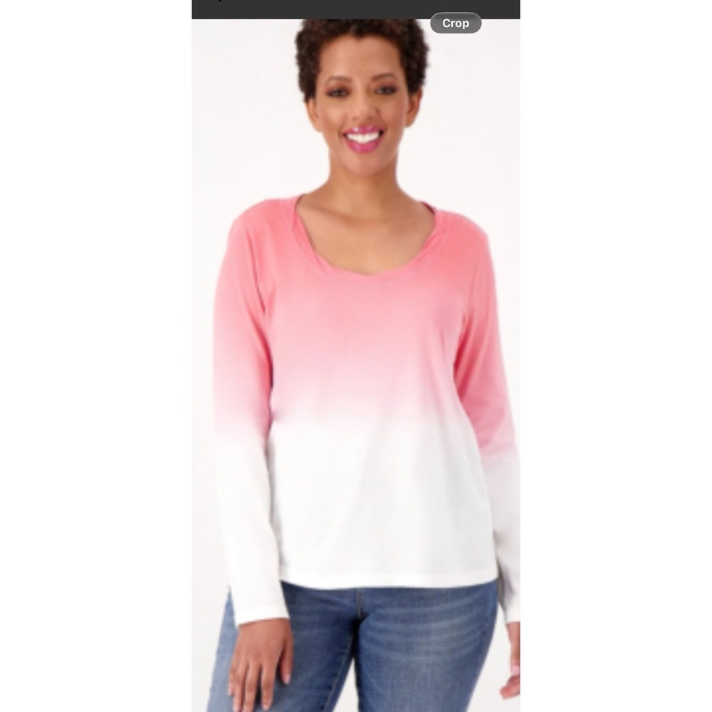 Candace Cameron Bure Women's Long Sleeve The Ocean Dipped Tee Ash Pink Sz XS NWT